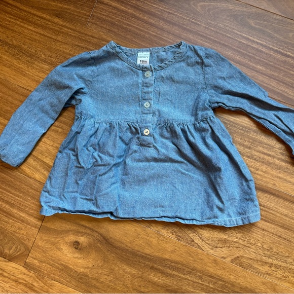 4 for $10 ๐ Carter's Denim Style Loose Top with Burgundy Floral Pants - Picture 2 of 9